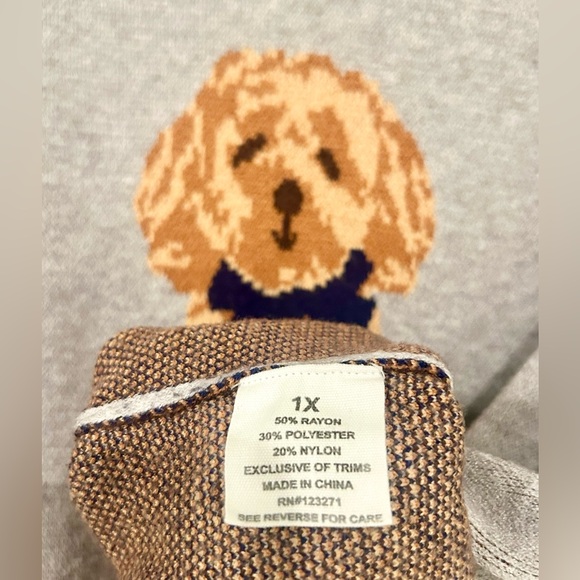 Orange Kiss Women’s Gray Sweater with Golden Puppy Dog Design Size 1X - Picture 4 of 7